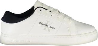 Calvin Klein Witte polyester sneakers voor heren - Heren - Sneakers - Wit - 40 EU - Polyester - Schoenen