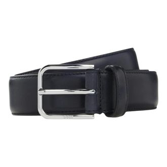 HUGO BOSS Leren zakelijke riem met gepolijpte gunmetal gesp - Heren - Accessoires - Blauw - Maat: 100 CM Leer