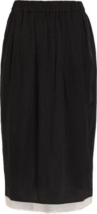 Maria McManus Lace-trimmed Woven Midi Skirt - Black - S (UK8-10 / S)