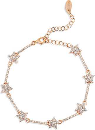 SHYMI Pav&eacute; Star Tennis Bracelet -.925 Sterling Silver, 14K Gold-Plated, Rose -Gold Plated, Rhodium Plated Cubic Zirconia Detailing, 6 with 2 Extender, Day t