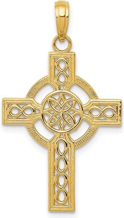 Diamond2Deal 14k Gold Diamond-cut Celtic Cross Pendant