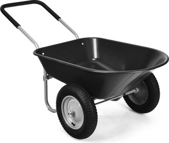 Costway Costway - Schubkarre Mit 2 Raeder, Schiebkarre 150kg Tragkraft, Garten Karre Transportkarre F&uuml;r Garten Schwarz