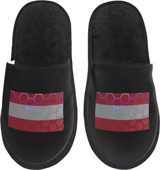 Generic Portable House Slipper Flag Of Austria House Shoes Plush Womens Slippers for Travel Hotels Indoor M