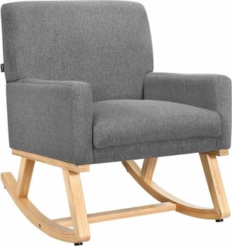 Costway Fabric Upholstered Recliner Rocking Chair Armchair Lounge Sofa Seat Relax Rocker