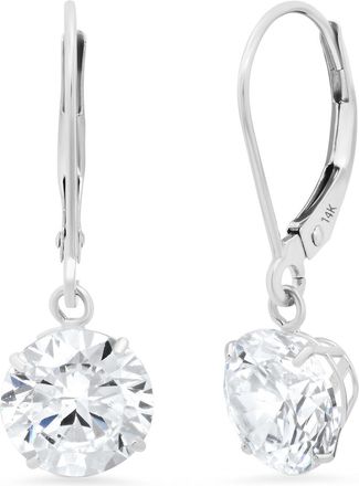 MAX + STONE 14k Yellow or White Gold Leverback Cubic Zirconia Dangle Earrings 5mm to 10mm