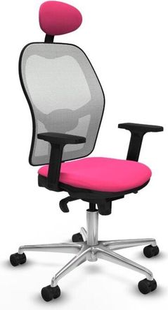 Piqueras y Crespo Piqueras Y Crespo - Jorquera Sincro Malla Blanca Similpiel Rosa Brazos 2d Base Aluminio Cabecero Fijo Ruedas 65mm Nailon