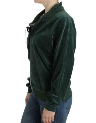 Roberto Cavalli Womens Green Velvet Cotton Sweater Clothing