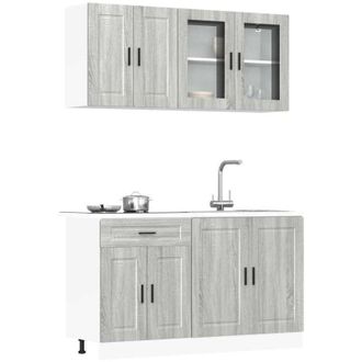 vidaXL Vidaxl - Conjunto De Armarios De Cocina porto De 4 Piezas En Madera De Ingenier&iacute;a Sonoma Gris