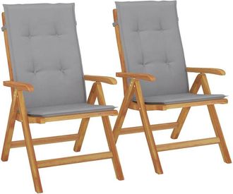 vidaXL Sillas De Jard&iacute;n Reclinables Y Cojines 2 Uds Madera Maciza Teca Vidaxl