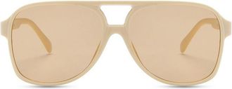 Generic Large Frame Men Vacation Sunglasses Outdoor Women Commuter Sun Glasses(Beige)