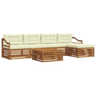 vidaXL Conjunto De Sof&aacute;s De Exterior Con Coj&iacute;n 6 Pcs Natural Y Crema Vidaxl