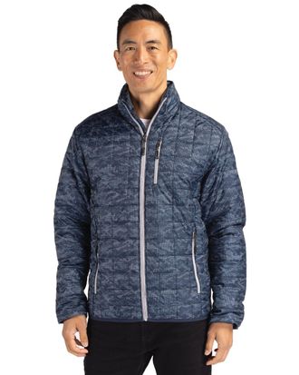 Cutter & Buck Rainier PrimaLoft Mens Eco Insulated Full Zip Printed Puffer Jacket
