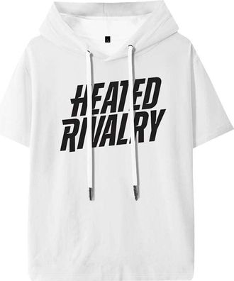 Generic Heated Rivalry Logo Merch Hooded T-Shirts Unisex Short Sleeve Tee Casual Clothes (L,White)