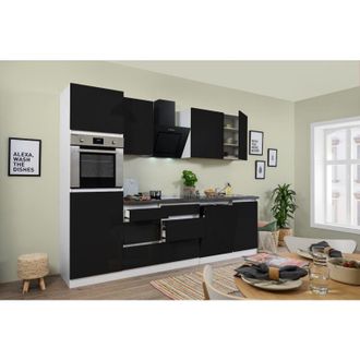 Respekta Cucina Mobile Cucina Blocco Vuoto Senza Maniglie Bianco Nero Lorena 280 cm Respecta