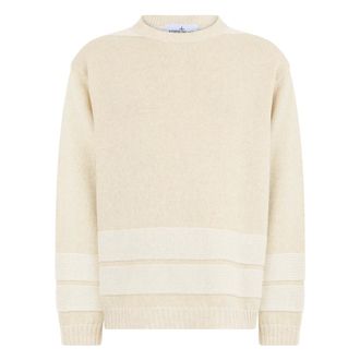 Stone Island Round-neck Knitwear, male, White, Size: 2XL Crew Neck Sweater