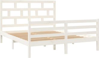 vidaXL Vidaxl - 3101294 Bed Frame without Mattress White Solid Wood 160x200 cm (810441+814205)