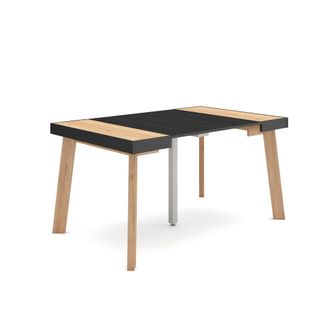 Skraut Home Mesa Consola Extensible, Mesa Comedor Plegable, 140, Para 6 Comensales, Patas De Madera, Estilo Moderno, Roble Y Negro - Skraut Home