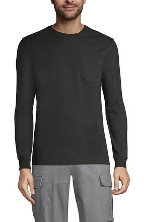 Lands End Super-T Long Sleeve T-Shirt with Pocket in Dark Charcoal Heather at Nordstrom, Size Xx-Large