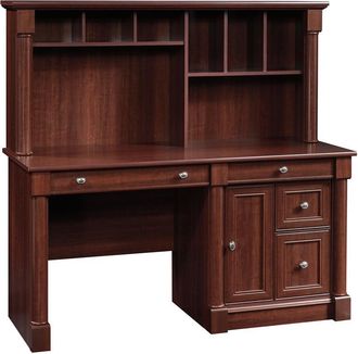 Sauder Palladia Computer Desk with Hutch, Select Cherry finish