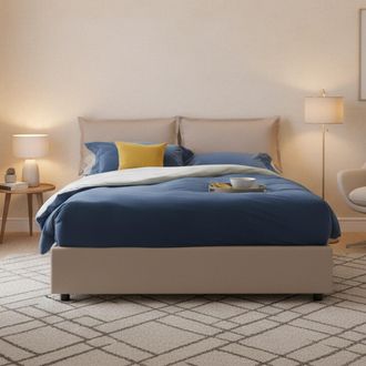 Dmora Dmora - Cama Matrimonial Dmurgit, Cama Contenedor Con Tapizado En Ecopiel, 100% Made In Italy, Apertura Frontal, Adecuado Para Colch&oacute;n 160x190 Cm, T&oacute;r