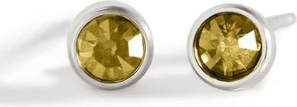 Mint & Lily Birthstone Bezel Studs in Silver /August Peridot at Nordstrom