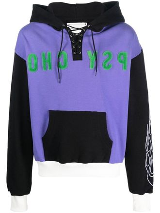 Youths in Balaclava colour-blocked lace-up hoodie - Purple