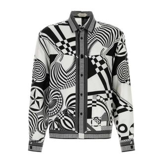Versace Camisa Informal Seda Twill Optical Teatro Foulard P - Shirts - Hombre - Negro - 2XL