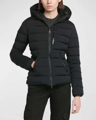 Moncler Herbe Stretch Nylon Hooded Puffer Jacket