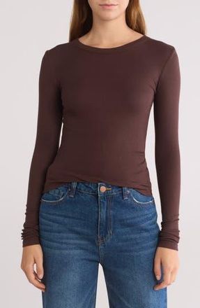 Abound Long Sleeve Rib Knit T-Shirt in Brown Coffee at Nordstrom Rack, Size X-Small