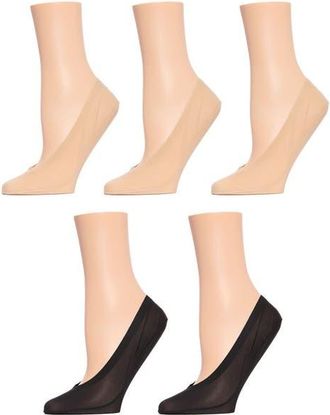 MeMoi Fine Edge Sock Liners - Pack of 5 in Beige-Black at Nordstrom