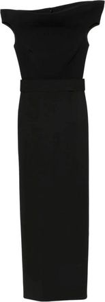 Solace London Faro Maxi Jurk met Riem - Dames - Avondkleed - Zwart - L - Polyester - Kleedjes
