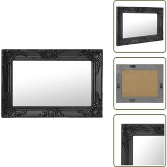 vidaXL The Living Store Specchio da Parete Stile Barocco 60x40 cm Nero - Specchio barocco