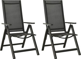 vidaXL Vidaxl - Sillas Plegables De Jard&iacute;n 2 Uds Textileno Aluminio Negro