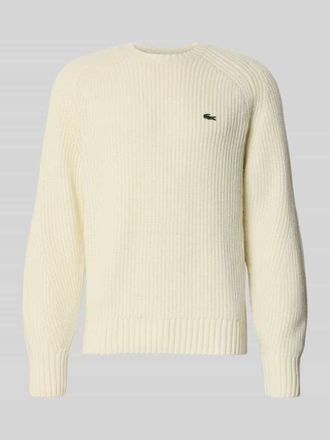 Lacoste Regular Fit Strickpullover aus reiner Wolle in Offwhite, Gr&ouml;&szlig;e XXL