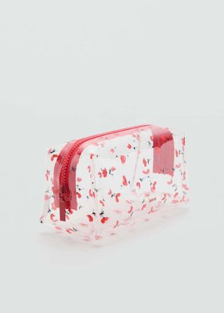Mango Necessaire grande floreale trasparente rosso - Donna - Taglia unica - MANGO