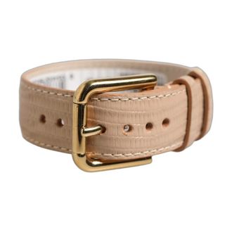 Dolce & Gabbana Cintur&oacute;n de Piel con Textura de Lagarto - Accessories - Mujer - Beige - ONE SIZE