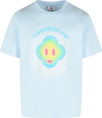 Casablanca Airbrush Smiley Hellblaues Baumwoll-T-Shirt