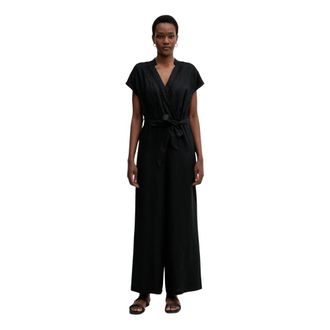 Benetton Linnen Kruislingse Jumpsuit - Dames - Jumpsuits - Zwart - M - Linnen - Jumpsuits & Playsuits