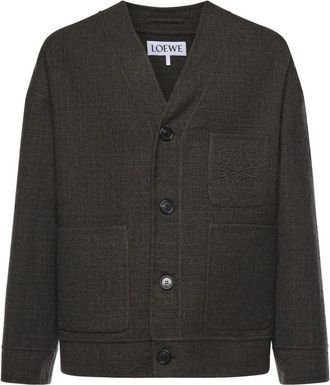 Loewe Wool and Silk Cardigan - male - Loewe - Cardigans - Green - M - Knitwear