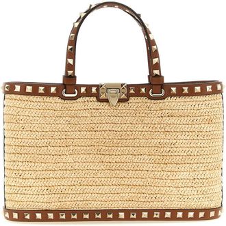 Valentino Garavani Natural Rockstud Small Tote