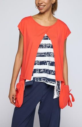 Luukaa D'Celli Elodie Boxy Jersey Blouse in Vermillion at Nordstrom, Size X-Large