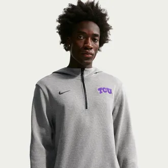 Nike TCU Horned Flogs Nike Mens NCAA Basketball Coaches Pullover Hoodie in Grey | IM2430-062