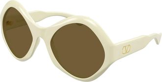 Valentino Zonnebril - unisex - Accessoires - Beige - Maat: 61 MM Nylon