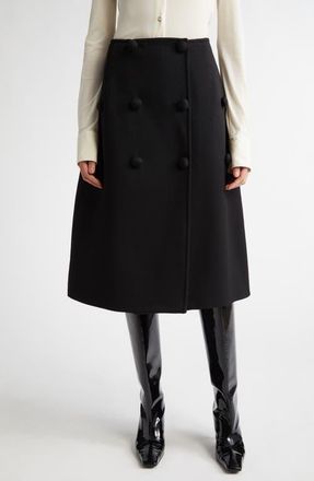 Jil Sander Button Detail Wool Blend Skirt in Black at Nordstrom, Size 2 Us