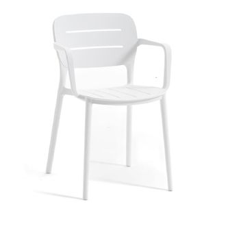 Siediti Fuori e Dentro Set de 4 sillas apilables de resina con reposabrazos blancas