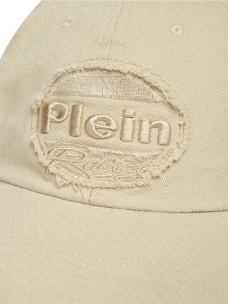 Philipp Plein Mens Logo Patch Twill Baseball Cap Beige Accessories > Beanies & Hats
