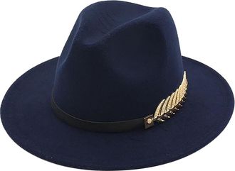 Generic Racing Horses Womens Fedora with Wide Brim and Coloured Metal Belt Buckle Cowboy Costume Boys, navy, One Size