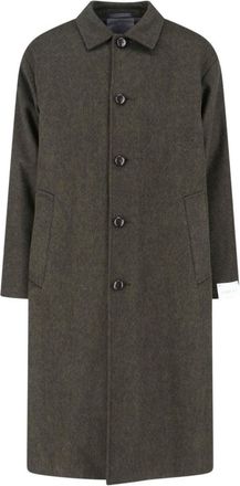 Caruso Classic Long-Silhouette Green Jacket With Textured Finish
