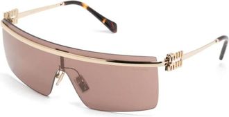 Miu Miu Gouden zonnebril met originele etui - Dames - Zonnebrillen - Geel - 42 MM - Accessoires