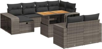 vidaXL Set De Sof&aacute;s De Jard&iacute;n 11 Pzas Y Cojines Rat&aacute;n Sint&eacute;tico Gris Vidaxl